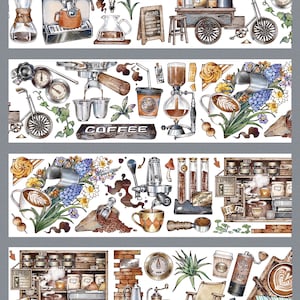 MoodTape Coffee Utensils | One Loop Sample or Roll PET Tape | Coffee Sticker, Junk Journal Supplies, Planner Sticker, Scrapbooking Supplies