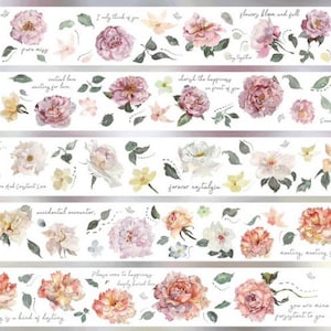 AyuH Flower Language | One Loop Sample Washi Tape | Flower Stickers, Junk Journal supplies, planner sticker, Scrapbooking Supplies