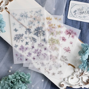 Loidesign Transfer Sticker Preserved Hydrangea | Print On Sticker | Flower Stickers, Junk Journal Supplies, Planner Sticker, Scrapbooking
