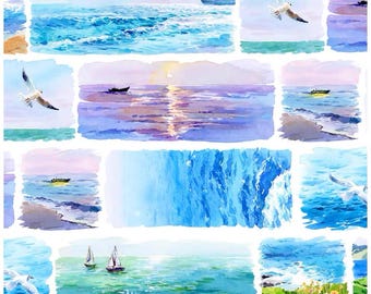 NEWStd Coastal Reverie | One Loop Sample or Roll PET Tape | Tide Stickers, Junk Journal supply, Collage Supply, Scrapbooking