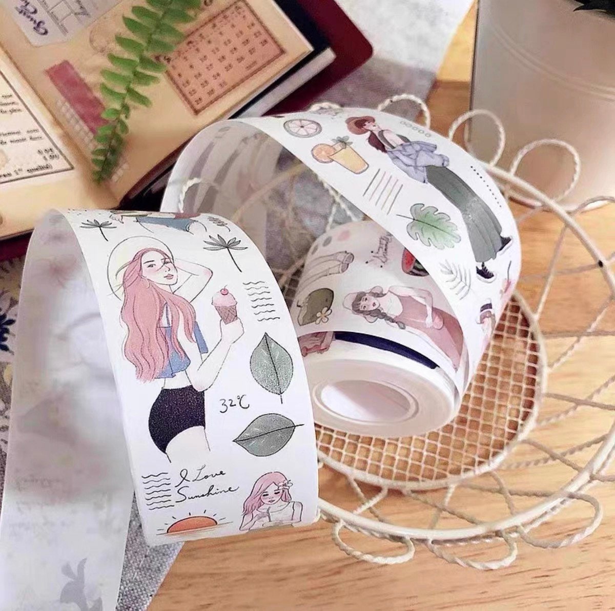 Loop One Sticker Starlululu Holiday Girl | One Loop Sample Washi Tape | People Stickers ...