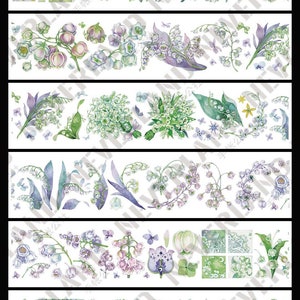NLLAUD Lily of the Valley | One Loop Sample or Roll PET Tape | Flower Stickers, Junk Journal Supplies, Planner Sticker, Scrapbook, Collage