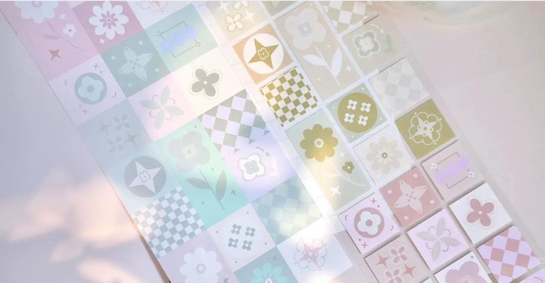 Freckles Tea Vol.4 Flower Tiles | Kiss-cut PET Tape | Flower Stickers ...