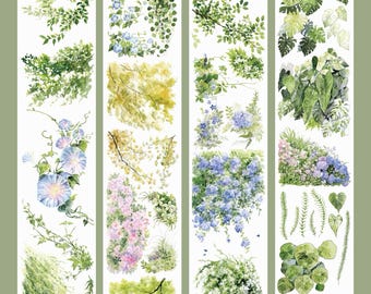 MoodT Oxygen Botanical Garden | One Loop Sample or Roll PET Tape | Plant Sticker, Junk Journal Supplies, Planner Sticker, Scrapbooking