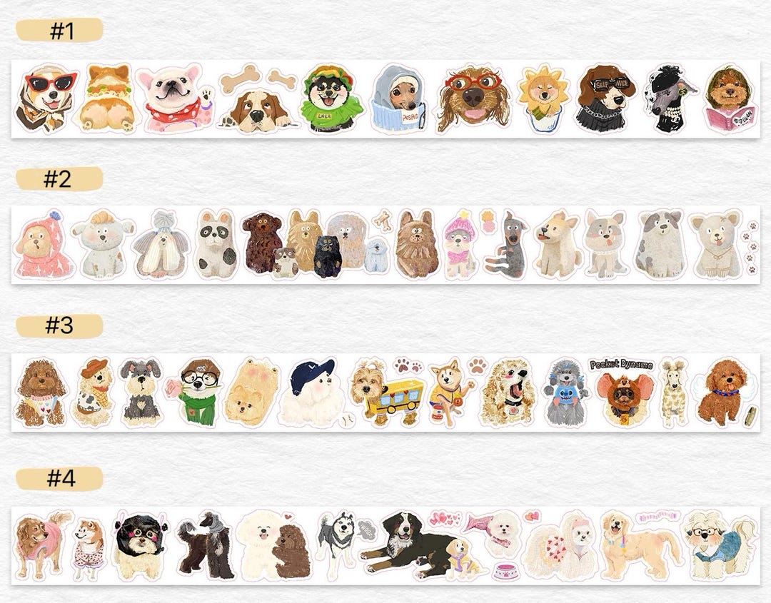 Loop One Sticker WT Tail Waggers | One Loop Sample Pre-cut Washi Tape Set | Dog Stickers ...