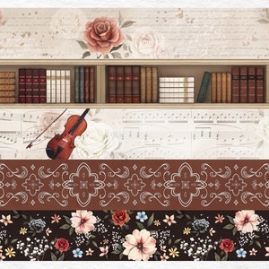 WT Academia | One Loop Sample Washi Tape Set | Flowers Stickers, Junk Journal supplies, planner sticker, Scrapbooking