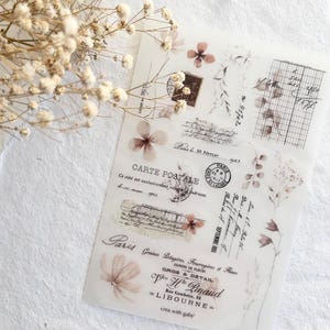 CWG Print On Sticker Vintage Ephemera | Transfer Sticker | Flower Stickers, Junk Journal Supplies, Planner Sticker, Scrapbooking Supply
