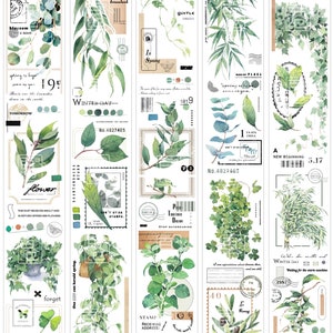 BCJ Grüne Welt | Muster einer Schlaufe oder Rolle PET-Band | Blumen Aufkleber, Junk Journal Bedarf, Collage Art Bedarf, Scrapbooking Bedarf