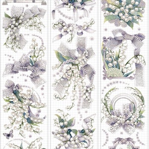 CelloM Lily of the Valley | One Loop Sample or Roll PET Tape | Flower Stickers, Junk Journal Supplies, Planner Sticker, Scrapbooking Supply