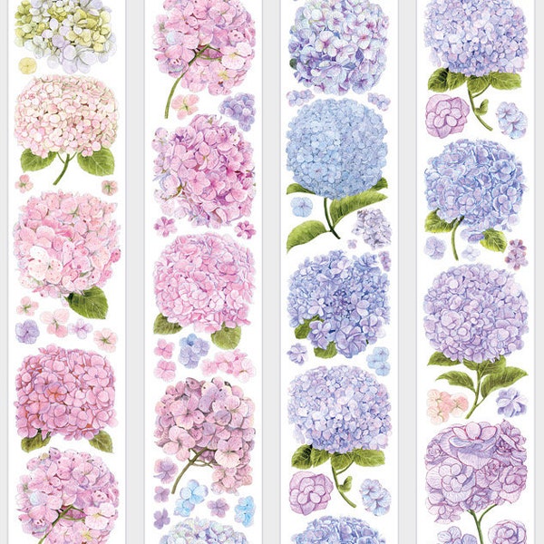 LYJ Hydrangea | One Loop Sample or Roll PET Tape | Flower Stickers, Junk Journal Supplies, Planner Sticker, Scrapbooking, Collage