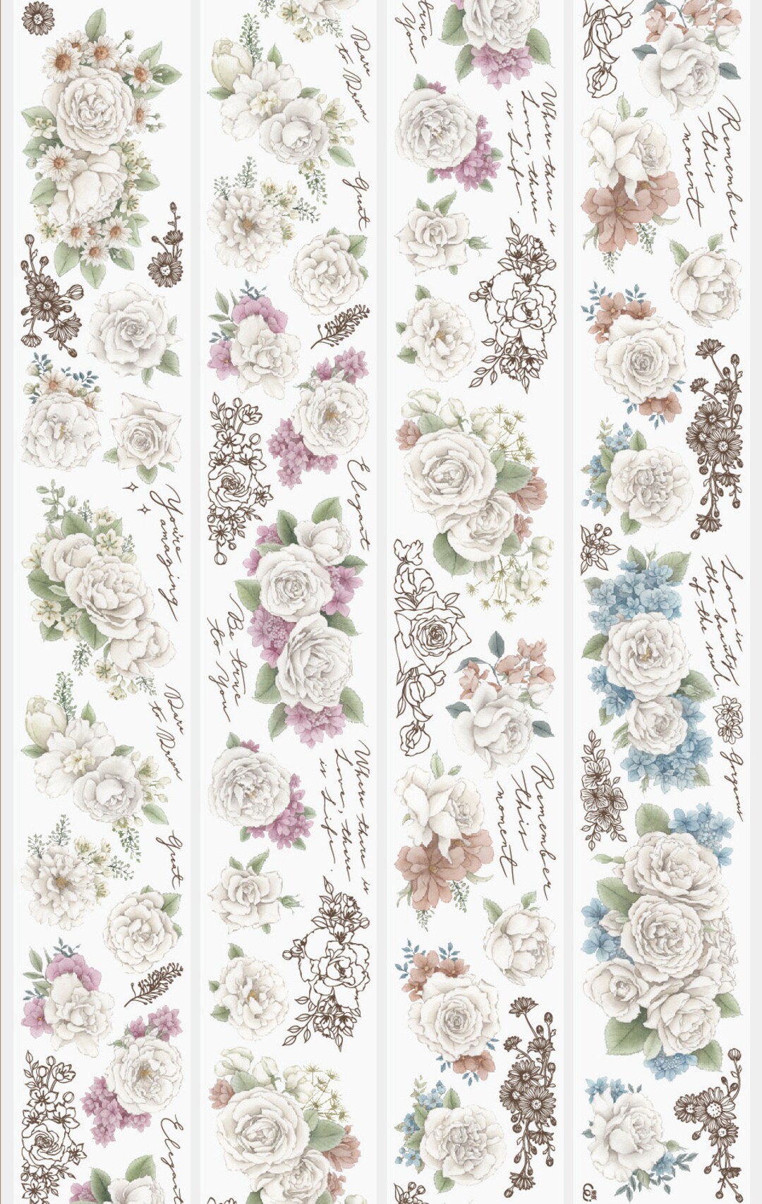 Loidesign White Rose | One Loop Sample or Roll PET Tape | Flower ...