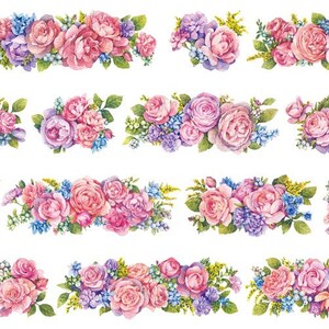 CKA Waltz | One Loop Sample PET Tape | Flowers Stickers, Junk Journal supplies, planner sticker, Scrapbooking