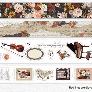 WT Waltz of The Flowers | One Loop Sample Washi Tape Set | Flowers Stickers, Junk Journal supplies, planner sticker, Scrapbooking