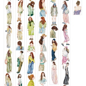 New DD Studio Spring Girls | One Loop Sample or Roll PET Tape | People Stickers, Junk Journal Supplies, Planner Sticker, Scrapbook, Collage