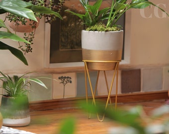 Sass & Belle TUVA GOLD DIP CEMENT MINI PLANTER Set Plant Pot Concrete Bohemian 