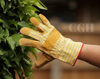 CityGarden Home & Living Outdoor & Gardening Garden Gloves & Aprons Burgundy striped suede leather gardening rigger gloves 