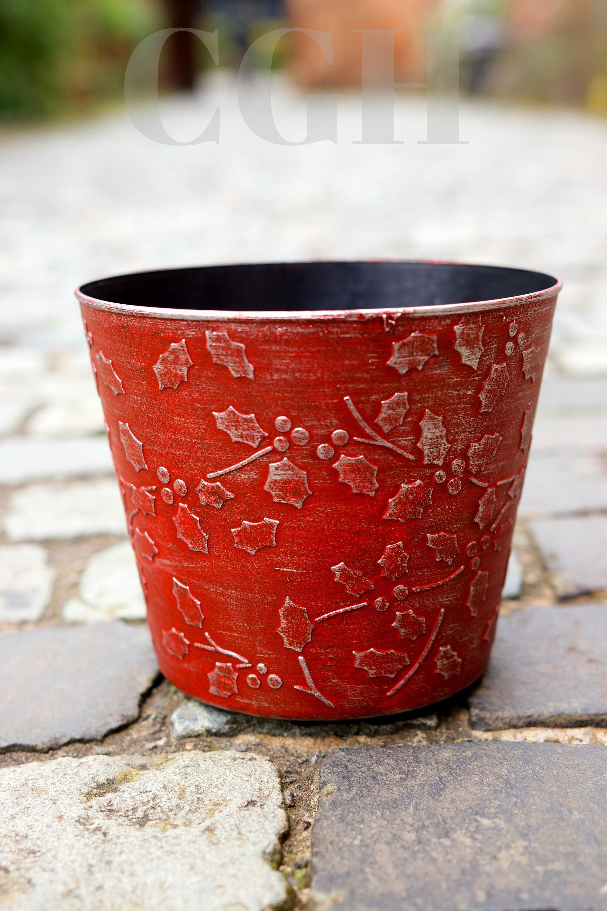 Set of two winter/spring plastic flower plant pot covers holly Etsy