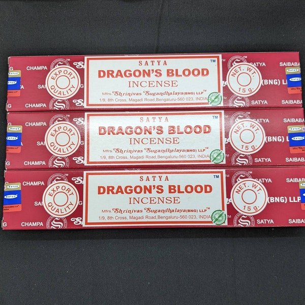 Dragons Blood Incense Sticks, Satya Incense, Eco-friendly High Quality Handrolled Incense, Free Shipping Canada