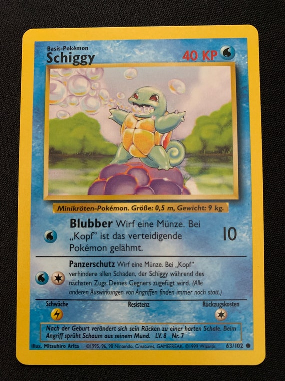 Pokemon Base Set German 1st Edition Squirtle Schiggy 63/102 PSA 8