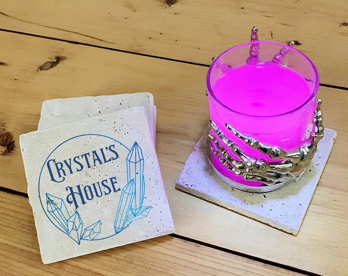 Personalized Wiccan Coasters, Wiccan Housewarming or Anniversary Gift, Witch Home Decor, Crystal Witch gift, Gift under 50