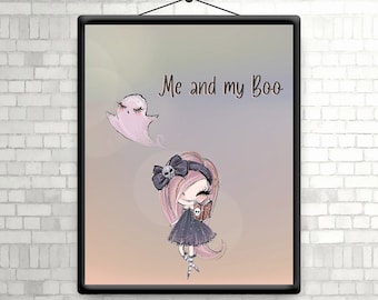 Me and My Boo Print, Nursery Decor, Gothic Print, Artwork for Nursery, Gothic Artwork, Gothic Wall Decor