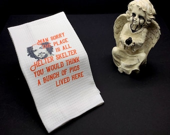 Serial Killer Kitchen Towel, Flour sack, Dark Humor, Gothic Decor, Horror, Wiccan kitchen, Halloween decor, Spooky Decor