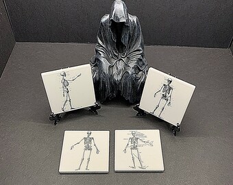 Anatomy Art Drink Coaster, Anatomically Printed Design, Gothic Home Decor, Medical Artwork, Horror, Halloween or Spooky Decor, Ceramic Tile