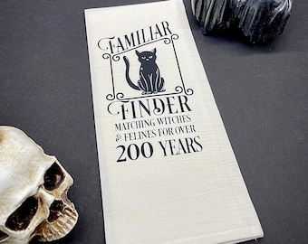 Kitchen towel, Flour sack, Gothic Home Decor, Wiccan Decor, Wiccan, Gothic kitchen, Wiccan kitchen, Halloween Decor, Familiar Finder