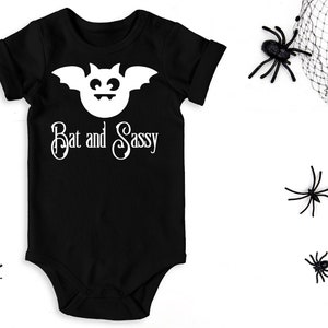 Bat and Sassy Baby , Gothic Bodysuit, Goth Baby Clothes, Gothic Baby Shower Gift, Bat and Sassy Bat Black Outfit