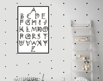 Gothic Nursery Alphabet Print, Nursery Decor, Gothic Print, Artwork for Nursery, Gothic Artwork, Gothic Wall Decor