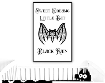 Personalized Nursery Decor, Personalized Baby Shower Gift, Personalized Gothic Decor, Custom Bat Print, Custom Gothic Artwork, Custom Gift