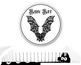 Gothic Nursery Decor, Baby Shower Gift, Gothic Decor, Baby Bat sign, Nursery Sign