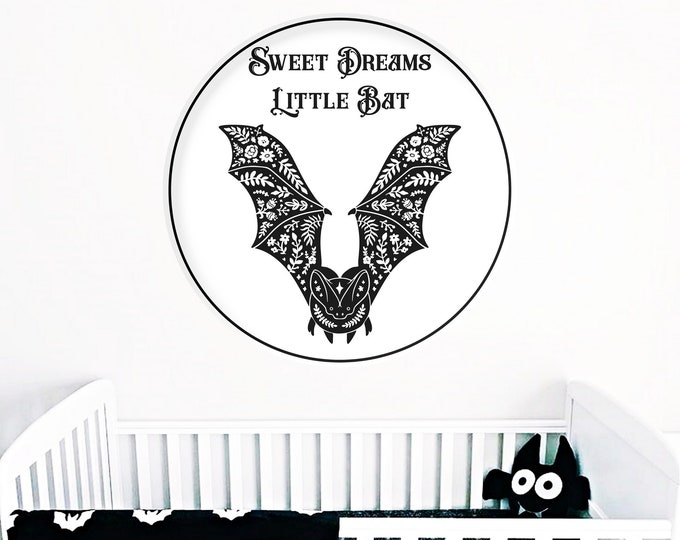 Gothic Nursery Decor, Baby Shower Gift, Gothic Decor, Sweet Dreams Little Bat sign, Nursery Sign