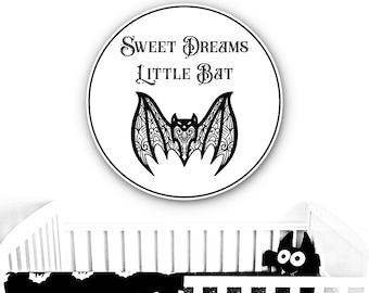 Gothic Nursery Decor, Baby Shower Gift, Gothic Decor, Sweet Dreams Little Bat sign, Nursery Sign