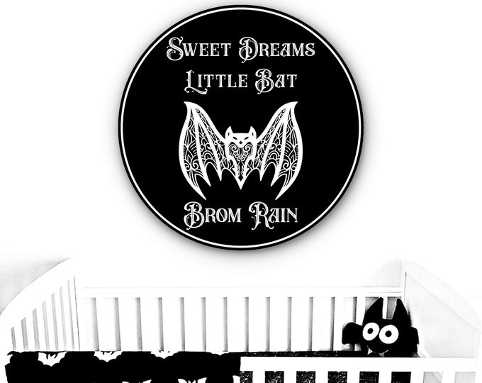 Gothic Baby Decor, Gothic Nursery, Baby Gothic, Personalized Nursery Decor, Personalized Baby Shower Gift, Custom Bat Print, Gothic Nursery