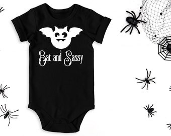 Bat and Sassy Baby , Gothic Bodysuit, Goth Baby Clothes, Gothic Baby Shower Gift, Bat and Sassy Bat Black Outfit