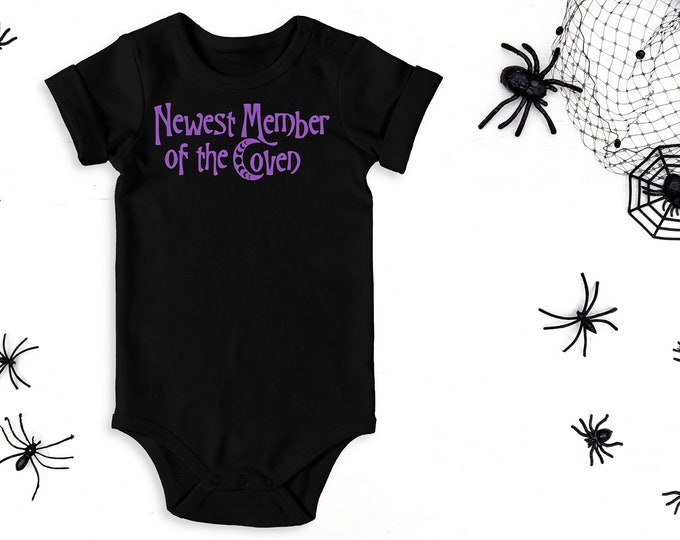 Newest Member of the Coven , Gothic Bodysuit, Goth Baby Clothes, Gothic Baby Shower Gift, Baby Witch Gift