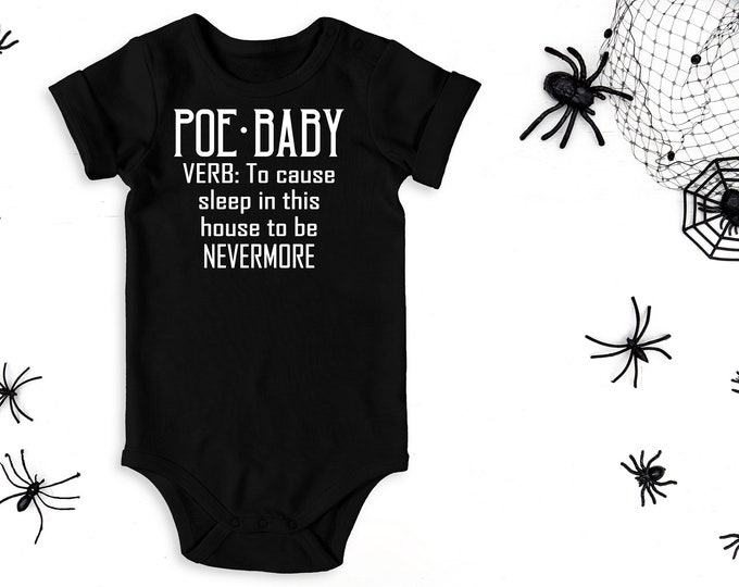 Poe Baby Onesie, Gothic Bodysuit, Goth Baby Clothes, Gothic Baby Shower Gift, Black Outfit for Baby