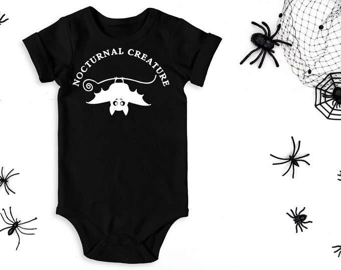 Nocturnal Creature , Gothic Bodysuit, Goth Baby Clothes, Gothic Baby Shower Gift, Baby Bat