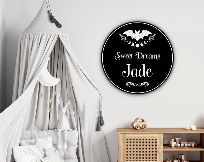 Gothic Baby Decor, Gothic Nursery, Baby Gothic, Personalized Nursery Decor, Personalized Baby Shower Gift, Custom Bat Print, Gothic Nursery