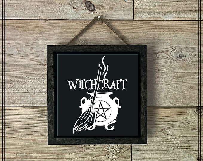 Witchcraft Witch Decor, Gothic Artwork, Halloween Decor, Wiccan Decor, Black Tile Print, Gothic Wall Art