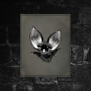 Cute Bat Print, Nursery Decor, Gothic Print, Bat Print, Artwork for Nursery, Gothic Artwork, Gothic Wall Decor