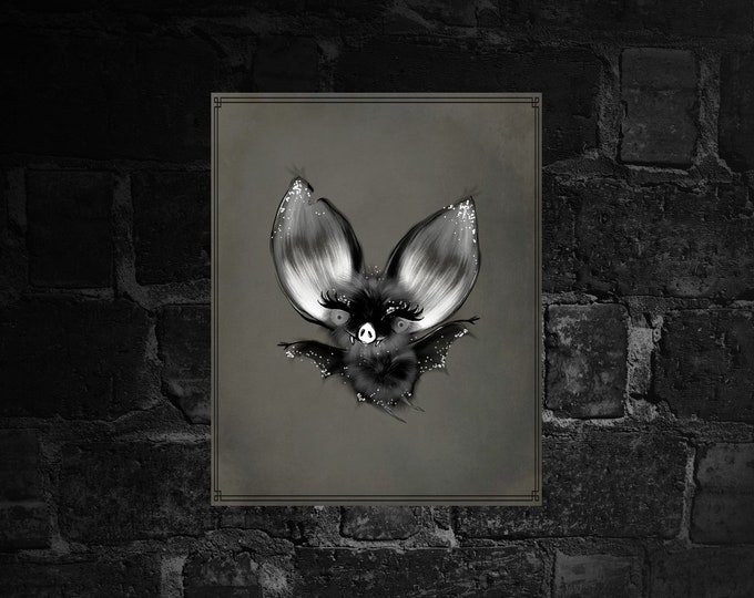 Cute Bat Print, Nursery Decor, Gothic Print, Bat Print, Artwork for Nursery, Gothic Artwork, Gothic Wall Decor