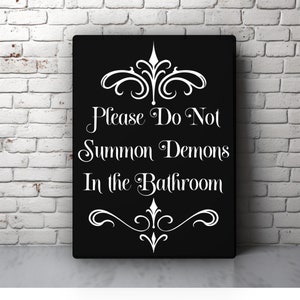 Please Do Not Summon Demons Gothic Print, Gothic Decor, Halloween Decor, Black Canvas Print, Canvas Wall Art