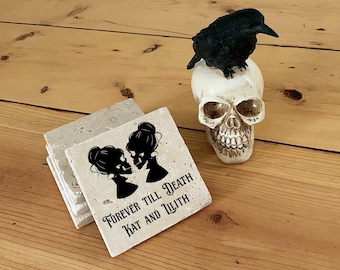 LGBTQ wedding gift, Gift for gay couple, Lesbian gift, Custom Coasters, Anniversary Gift, Personalized gift, Gothic Coasters, Gift under 50