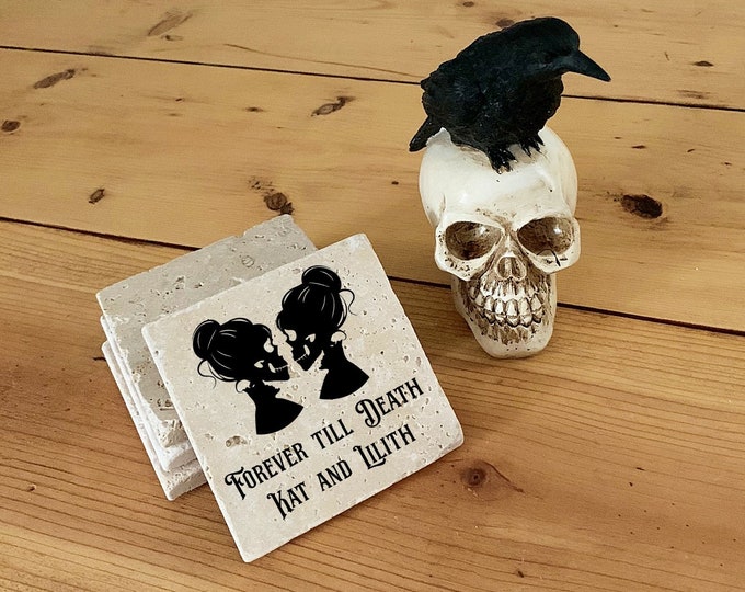 LGBTQ wedding gift, Gift for gay couple, Lesbian gift, Custom Coasters, Anniversary Gift, Personalized gift, Gothic Coasters, Gift under 50