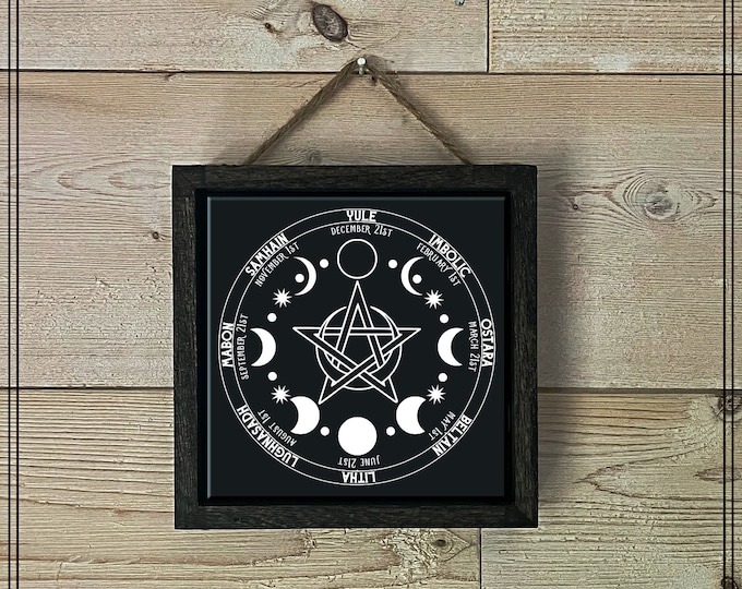 Witchcraft Witch Decor, Gothic Artwork, Halloween Decor, Wiccan Decor, Black Tile Print, Gothic Wall Art
