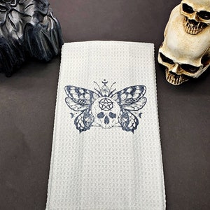 3 Pc Tahari Halloween Floral Skull Kitchen Dish Towel Set Day of the Day  Gothic