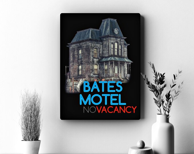 Bates Motel Home Decor, Halloween Decor, Horror Movie, Black Canvas Print, Canvas Wall Art