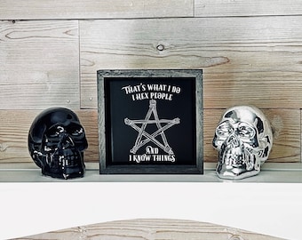 I Hex People thats what I do Witch Decor, Gothic Artwork, Halloween Decor, Wiccan Decor, Black Tile Print, Gothic Wall Art